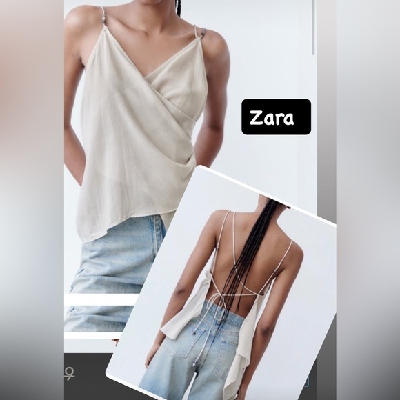 NWT Zara Beaded Asymmetric Backless
Top in Stone size S - Picture 1 of 7